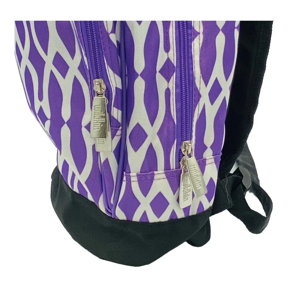 Wildkin Kids Zip 2 Compartment Backpack Overnight School Bag Purple Wishbone EUC